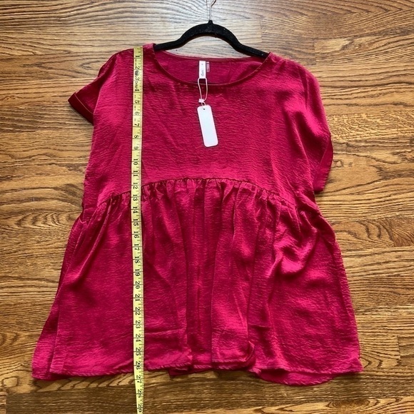 𝅺NWT Burgundy Babydoll Top Size Medium - Picture 10 of 11